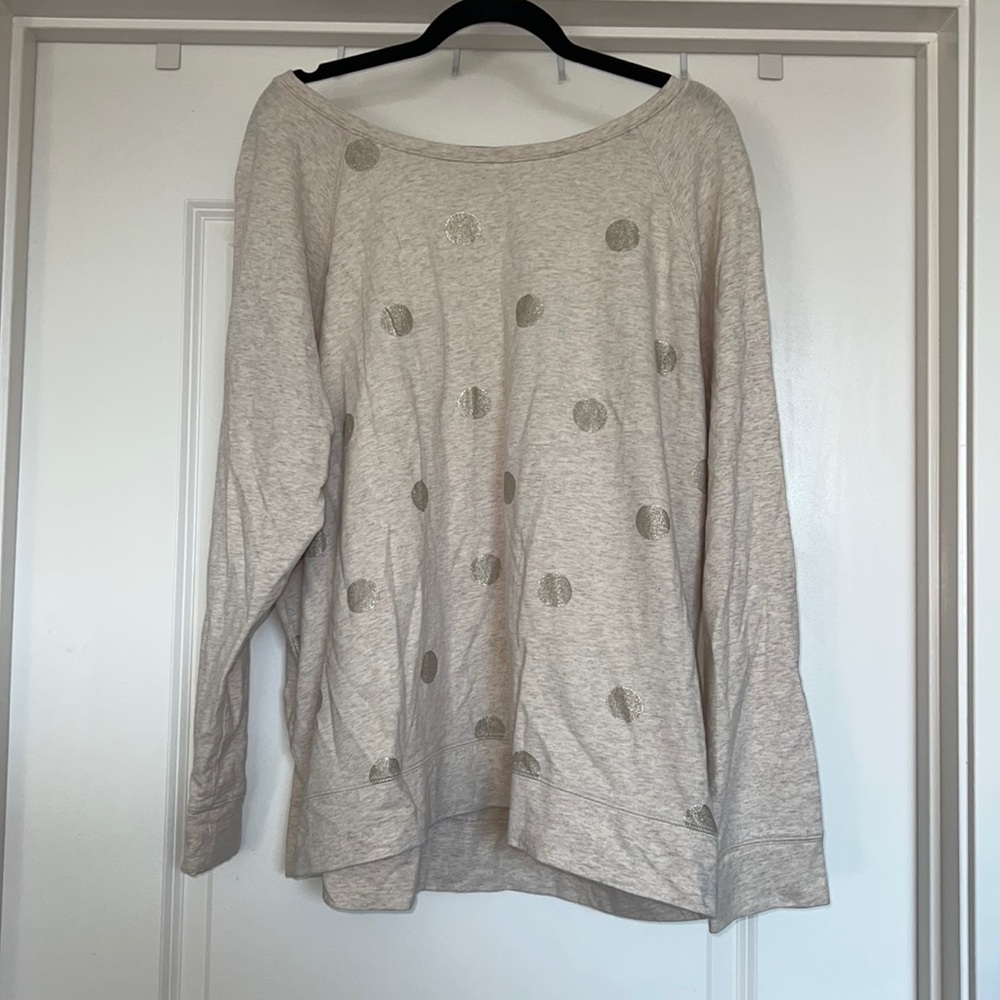 2X Cream and Gold Polka Dot Sweater